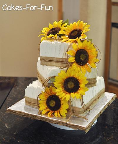 Sunflowers and Burlap - Cake by Cakes For Fun