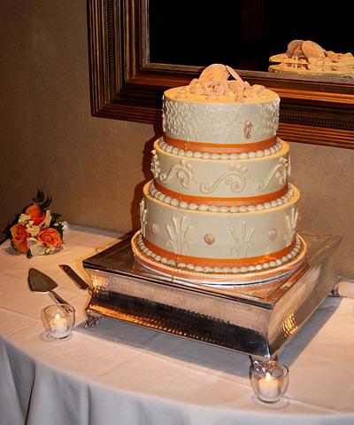 Beach wedding cake in sunset colors - Cake by Marney White