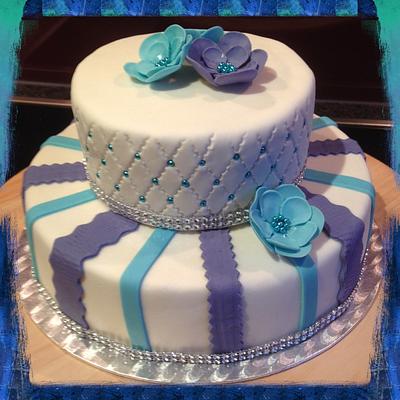 Turquoise and purple Birthday Cake  - Cake by Monika Klaudusz
