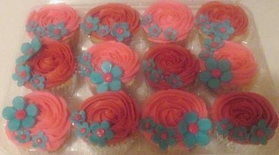 Turquoise, Teal, Fuschia, Rose Pink Cupcakes  - Cake by kmac