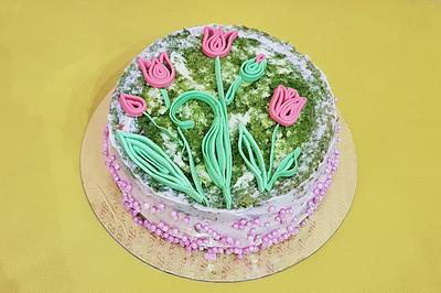 Quilling tulips - Cake by Alice