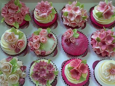 Floral Pink Cuppies - Cake by Vintage Rose