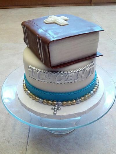 Holy Communion Cake and Cupcakes - Cake by JB