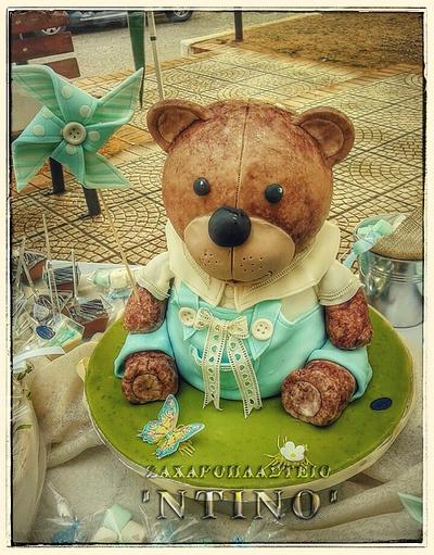 Teddy bear holds a Pinwheel Cake - Cake by Aspasia Stamou