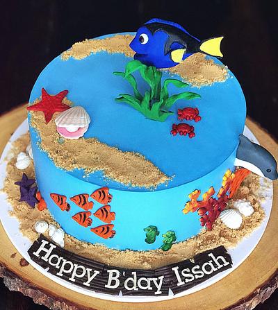 Underwater theme cake in whipped cream - Cake by Ruby Rajagopal 