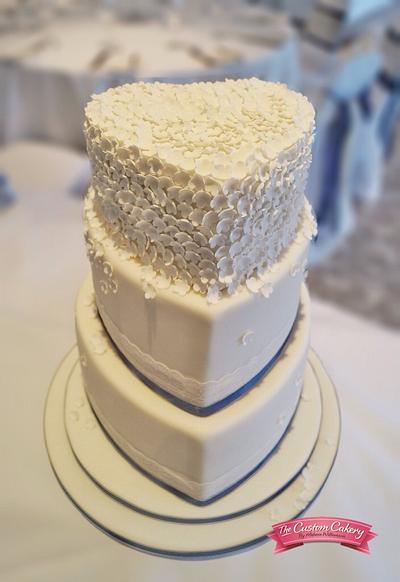 Ivory Heart Wedding Cake - Cake by The Custom Cakery