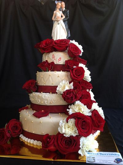 Cascading Roses and Carnation - Cake by Sweet Surrender by Avril