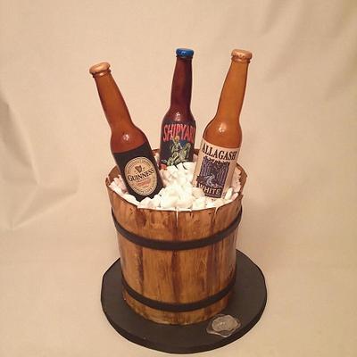 Bucket of beer cake with edible bottles  - Cake by Mojo3799
