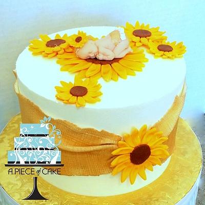 Sunflowers and burlap baby shower cake  - Cake by Danielle Vega