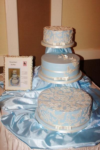 Butterfly lace wedding cake - Cake by Cakes o'Licious