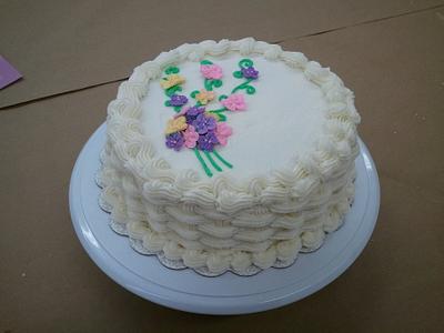 Basketweave and Violets - Cake by Elena Z