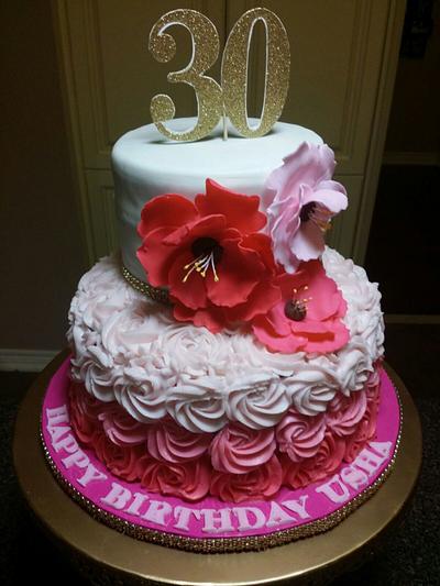 30th Bright Florals cake - Cake by Yum Cakes and Treats