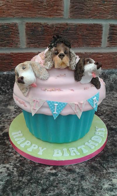 Giant  Cupcake - Tina's Fur Babies  - Cake by Karen's Kakery