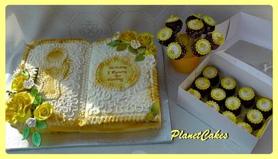 Holy communion ( gold & white ) - Cake by Planet Cakes