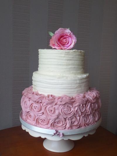 Pink buttercream Roses - Cake by The Vintage Baker