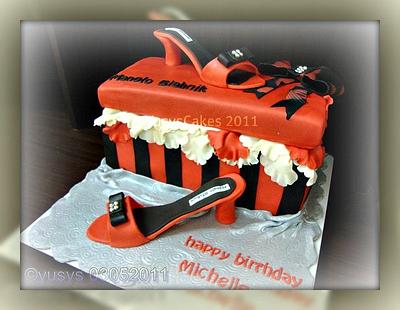 Gift Box Shoe Cake with Manolo Blahnik Shoe  - Cake by Yusy Sriwindawati