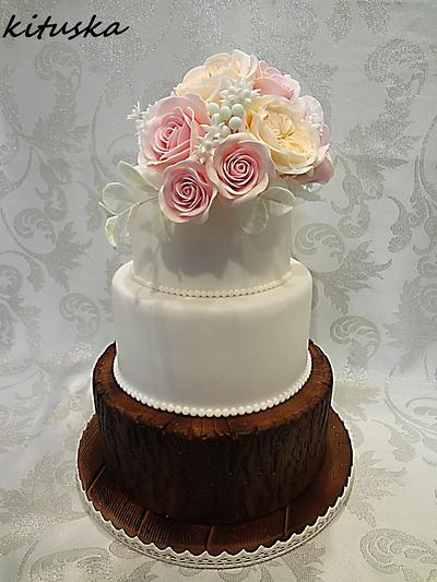 wedding cakes with tree stump - Cake by Katarína Mravcová