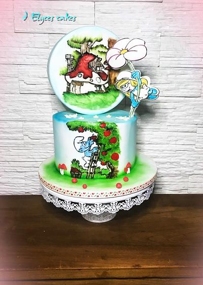 Smurfs Cake Painted - Cake by Eleonora Atanasova 