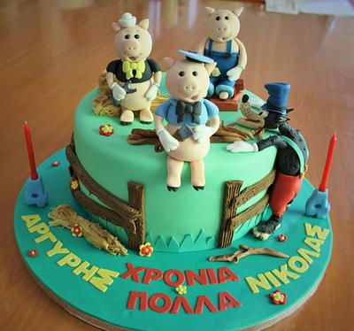 Three Little Pigs & The Big Bad Wolf Classic Style - Cake by Cakes By Samantha (Greece)