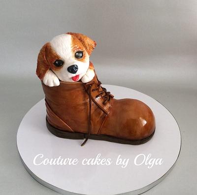 Puppy in a shoe - Cake by Couture cakes by Olga