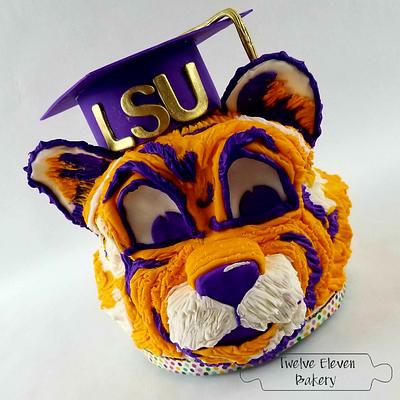 Mike the LSU Graduate Tiger  - Cake by Shannon @ Kitchen Witch Chronicles 