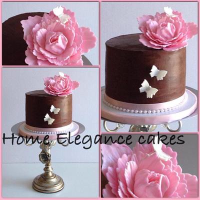 A Pink Peony flower Ganache cake!  - Cake by Sandra Caputo