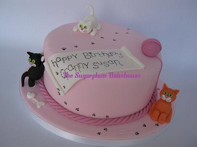 Cat Themed Cake and Cupcakes - Cake by Sam Harrison