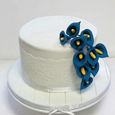 BLUE FLOWERS WEDDING CAKE - Cake by MELBISES