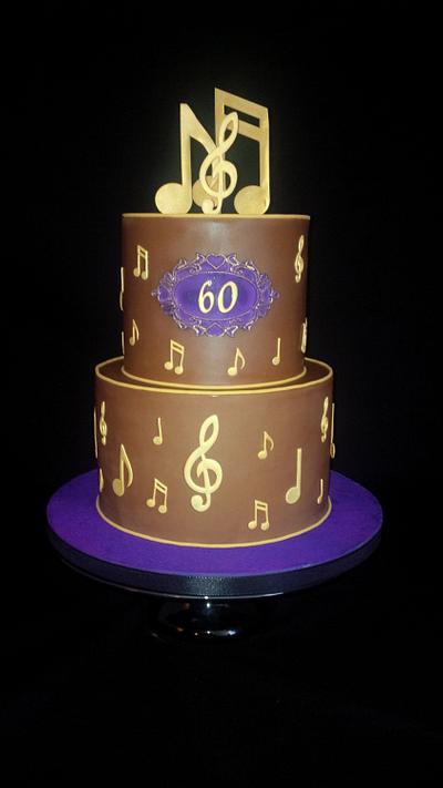 60 th Birthday Cake with Music Notes  - Cake by Monika's Creations