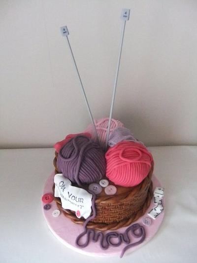 Knitting basket/wool ball cake - Cake by Louise Hodgson