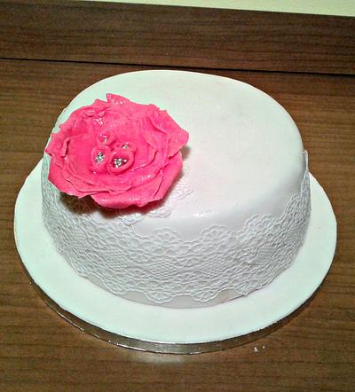 Pink Rose Lace Cake - Cake by Stefania