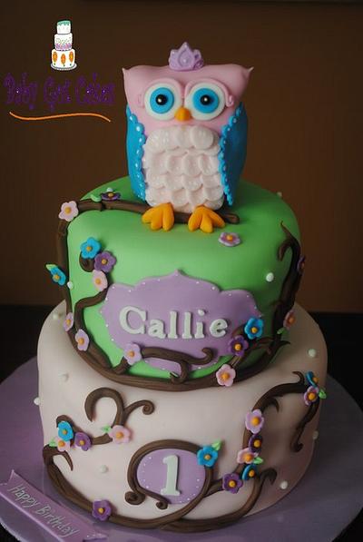 Owl 1st Birthday Two Tier - Cake by Baby Got Cakes