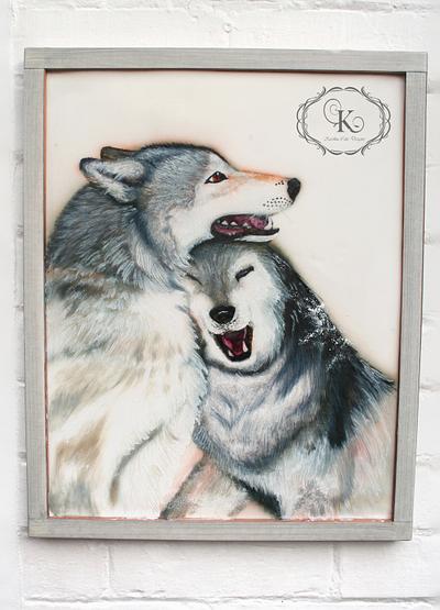 Edible painting of wolves - Cake by Karolina Andreas 