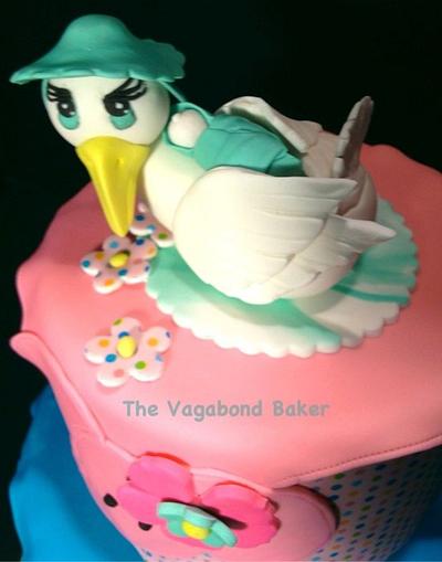 Stork and Puppy baby shower cake. - Cake by The Vagabond Baker