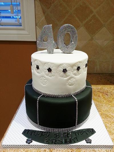 Bling! White & Black 40th. Birthday - Cake by Enza - Sweet-E