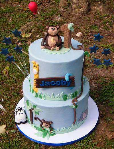 1st Birthday Jungle Cake - Cake by Nicolette Pink