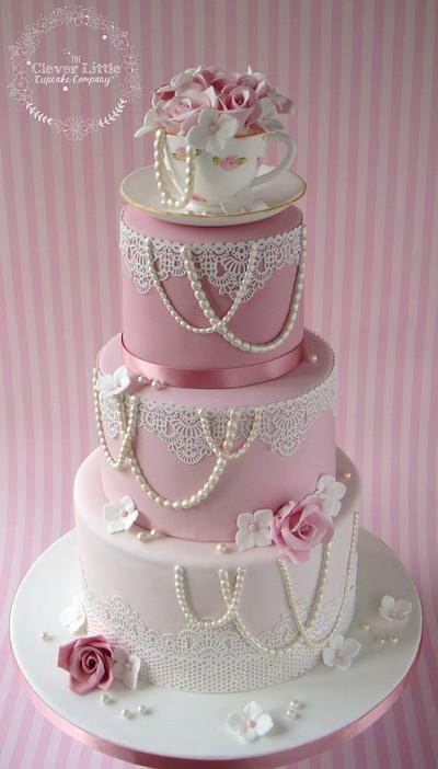 Vintage Tea Cup & Lace Wedding Cake - Cake by Amanda’s Little Cake Boutique