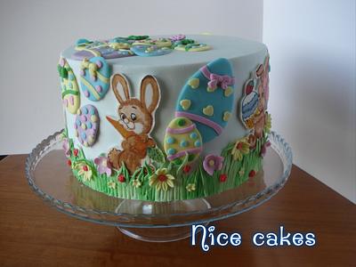 Easter cake with hand painting bunnies - Cake by Paula Rebelo
