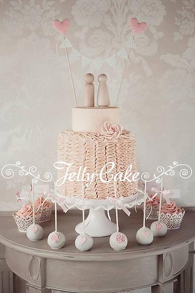 Pink Buttercream Ruffles Wedding Cake - Cake by JellyCake - Trudy Mitchell