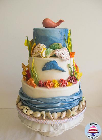 Beach/Ocean Theme Wedding Cake  - Cake by Veenas Art of Cakes 