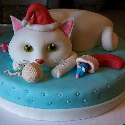 Christmas cat - Cake by Jackie