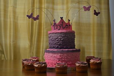 pink and purple ombre ruffle princess cake  - Cake by Cakesbylala