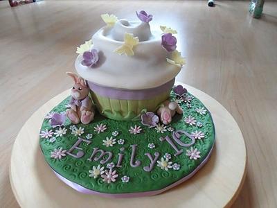 giant cupcake with rabbits - Cake by Tina