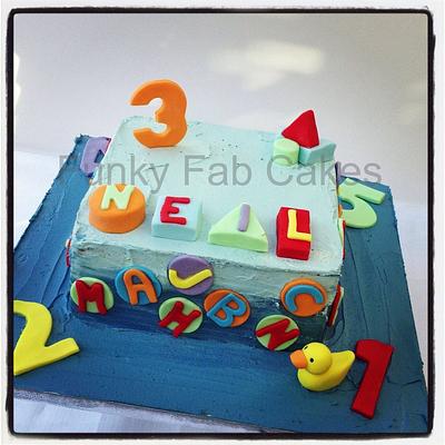 Boys buttercream numbers, letters and shapes - Cake by funkyfabcakes