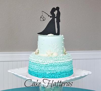 Sea Glass Colored Beach Wedding Cake and Cupcakes - Cake by Donna Tokazowski- Cake Hatteras, Martinsburg WV