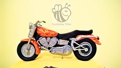 Harley Davidson Cake with edible gumpaste bike - Cake by Bumblebee Bakes Goa