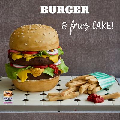 Burger and Fries Cake - Cake by Sugar Street Studios by Zoe Burmester