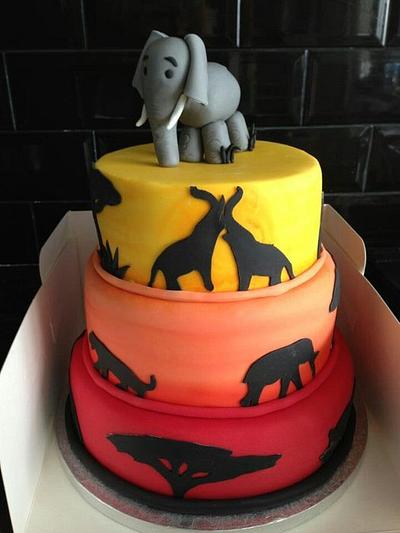 "Safari" with an elephant topper x  - Cake by charmaine cameron