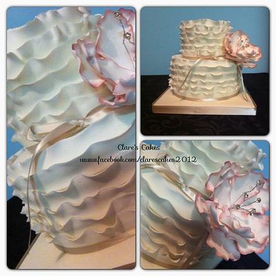 Ruffle mini wedding cake - Cake by Clare's Cakes - Leicester