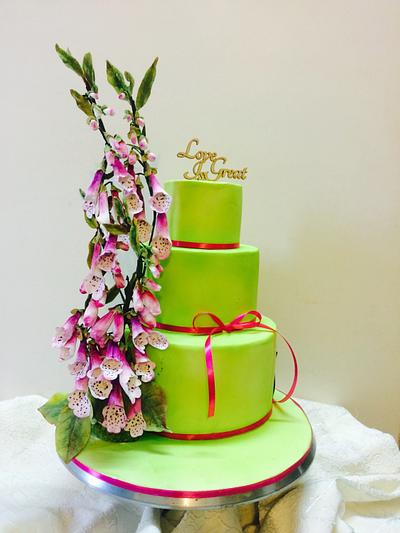 Engagement cake with foxglove flowers  - Cake by Punit